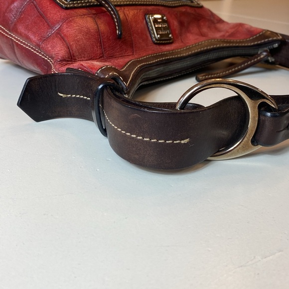 Dooney & Bourke Red Crocodile Embossed Leather Hobo - Picture 5 of 14